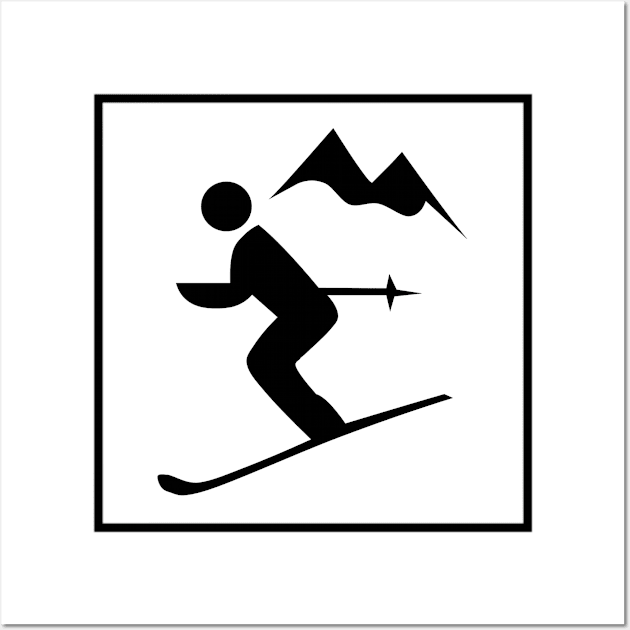 Mountain Man Ski Pictogram Sport Wall Art by Tshirt114